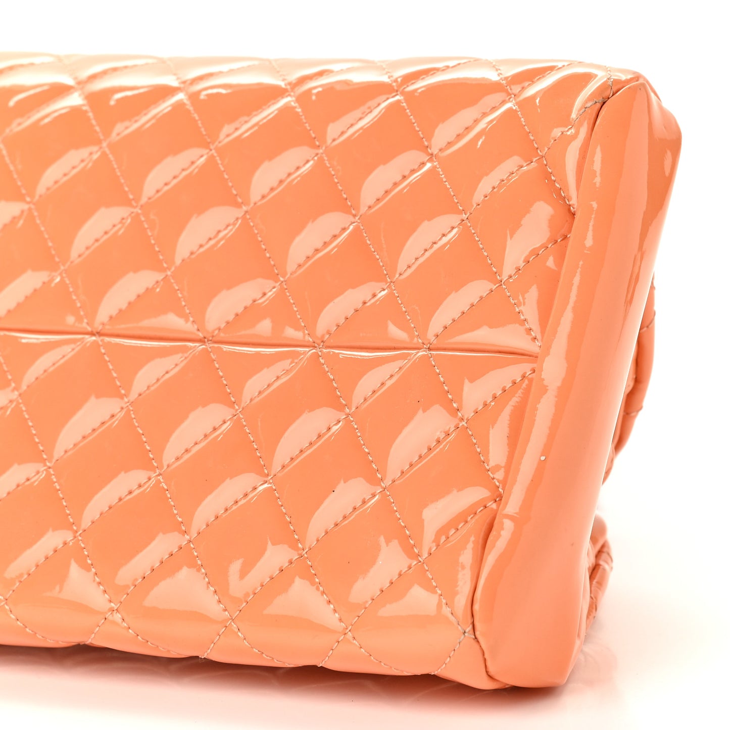 Patent Quilted Medium Just Mademoiselle Bowling Bag Orange