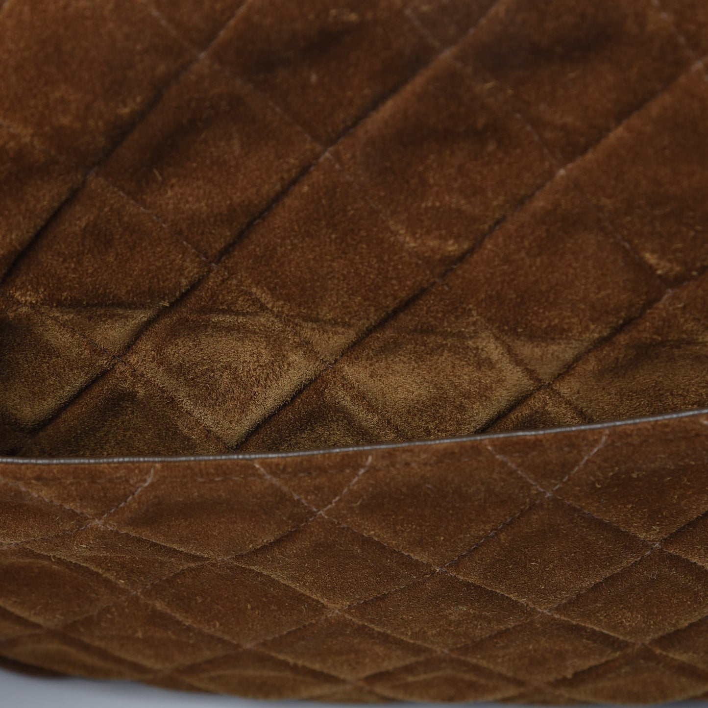 Suede Quilted Jumbo Single Flap Brown