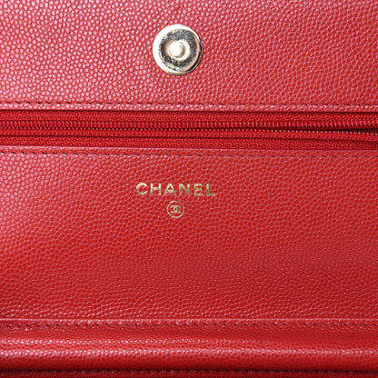 Chanel Caviar Quilted Wallet On Chain WOC Red 8 of 12