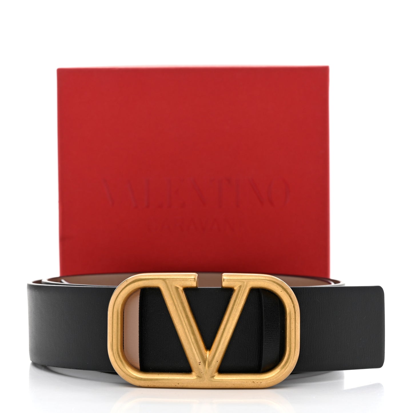 Glossy Calfskin VLogo Reversible 40mm Belt 100 40 Smokey Beige Black