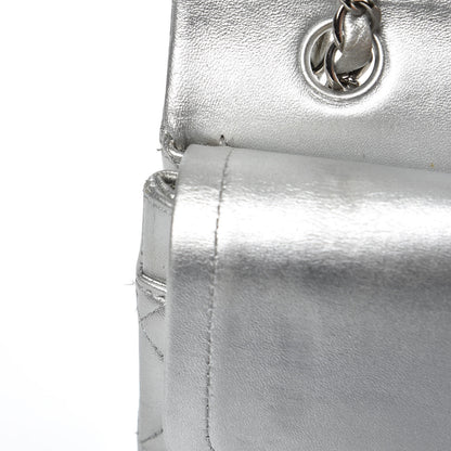 Chanel Metallic Lambskin Quilted Medium Double Flap Silver 12 of 15