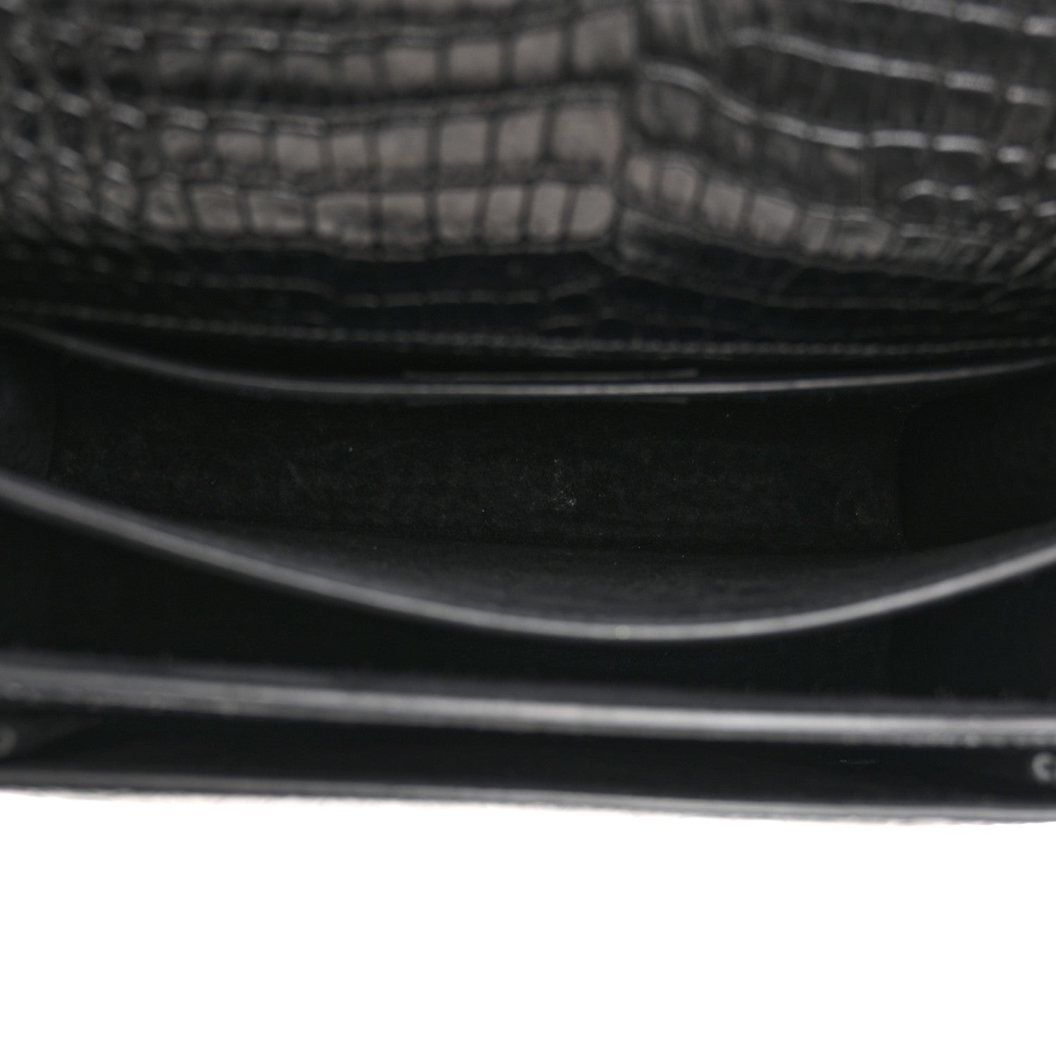 Saint Laurent Calfskin Crocodile Embossed Medium Monochrome Monogram Sunset Black 5 of 13