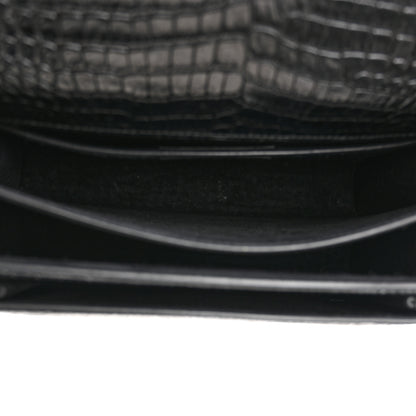 Saint Laurent Calfskin Crocodile Embossed Medium Monochrome Monogram Sunset Black 5 of 13