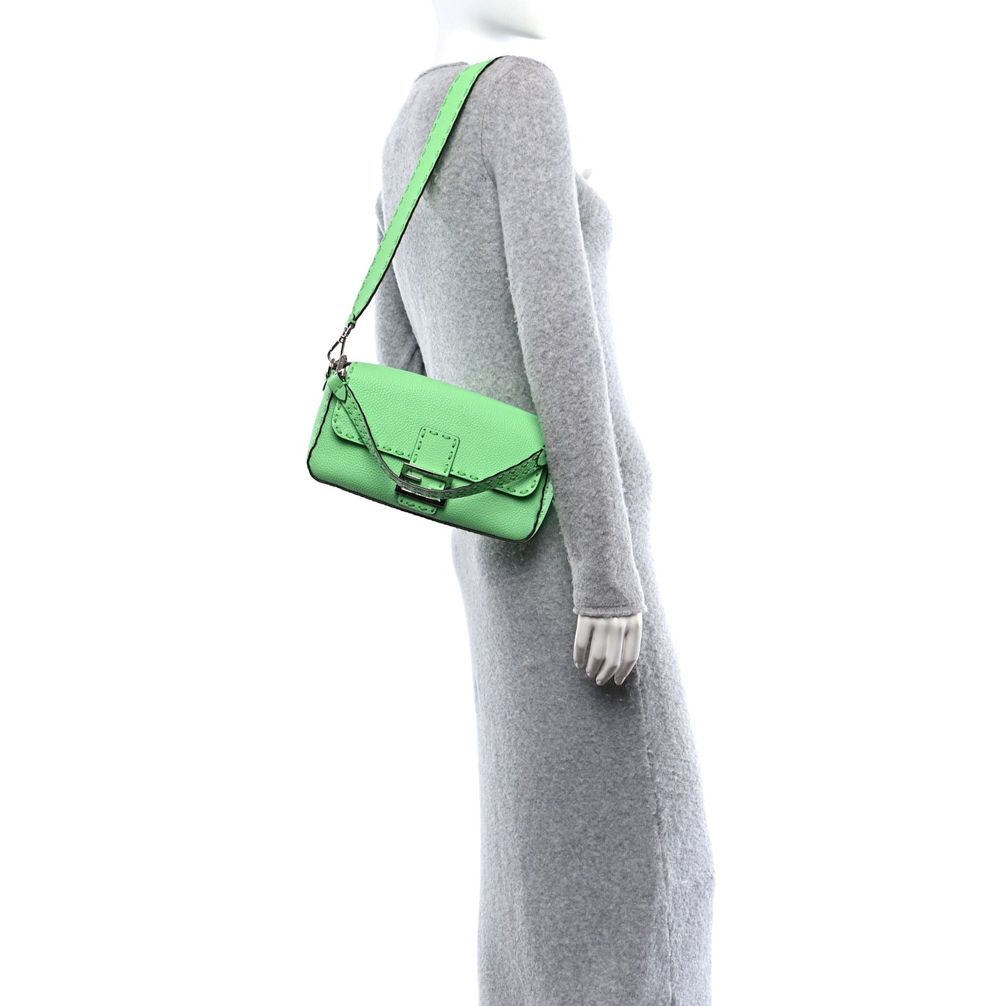 Cuoio Roma Sellerissima Nappa Sintetica Tape Stitch Baguette Edamame