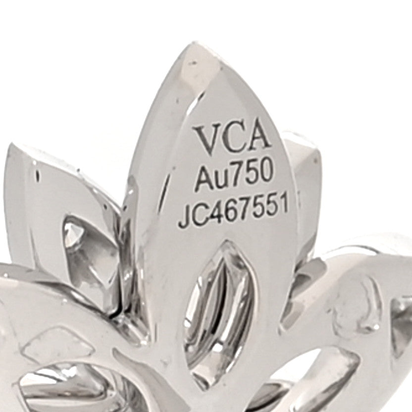 Van Cleef & Arpels 18K White Gold Diamond Mini Lotus Openwork Earrings 4 of 4