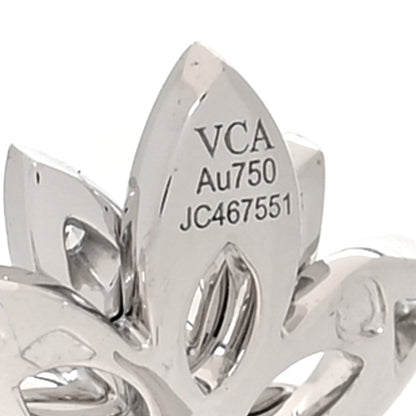 Van Cleef & Arpels 18K White Gold Diamond Mini Lotus Openwork Earrings 4 of 4