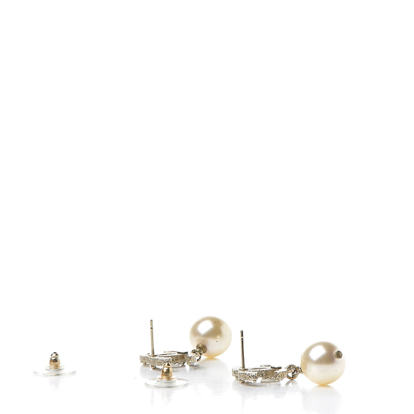 Crystal Pearl CC Drop Earrings Gold