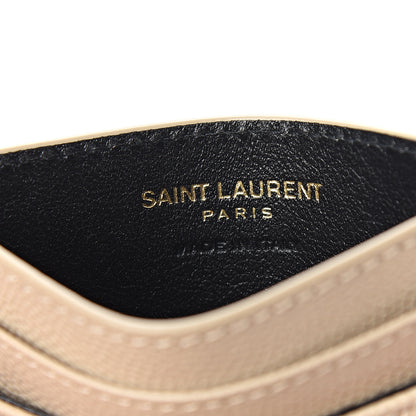 Saint Laurent Grain De Poudre Matelasse Chevron Monogram Credit Card Case Sea Salt 5 of 7