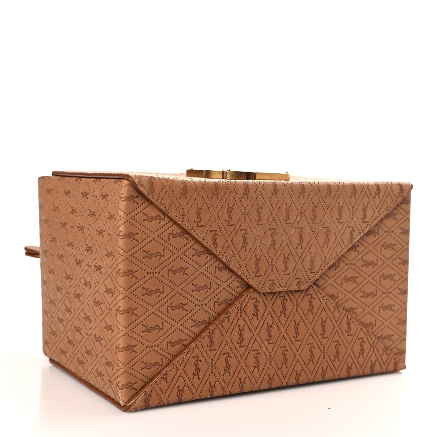 Saint Laurent Calfskin Monogram Take Away Box Dusty Vintage Brown Gold 4 of 9