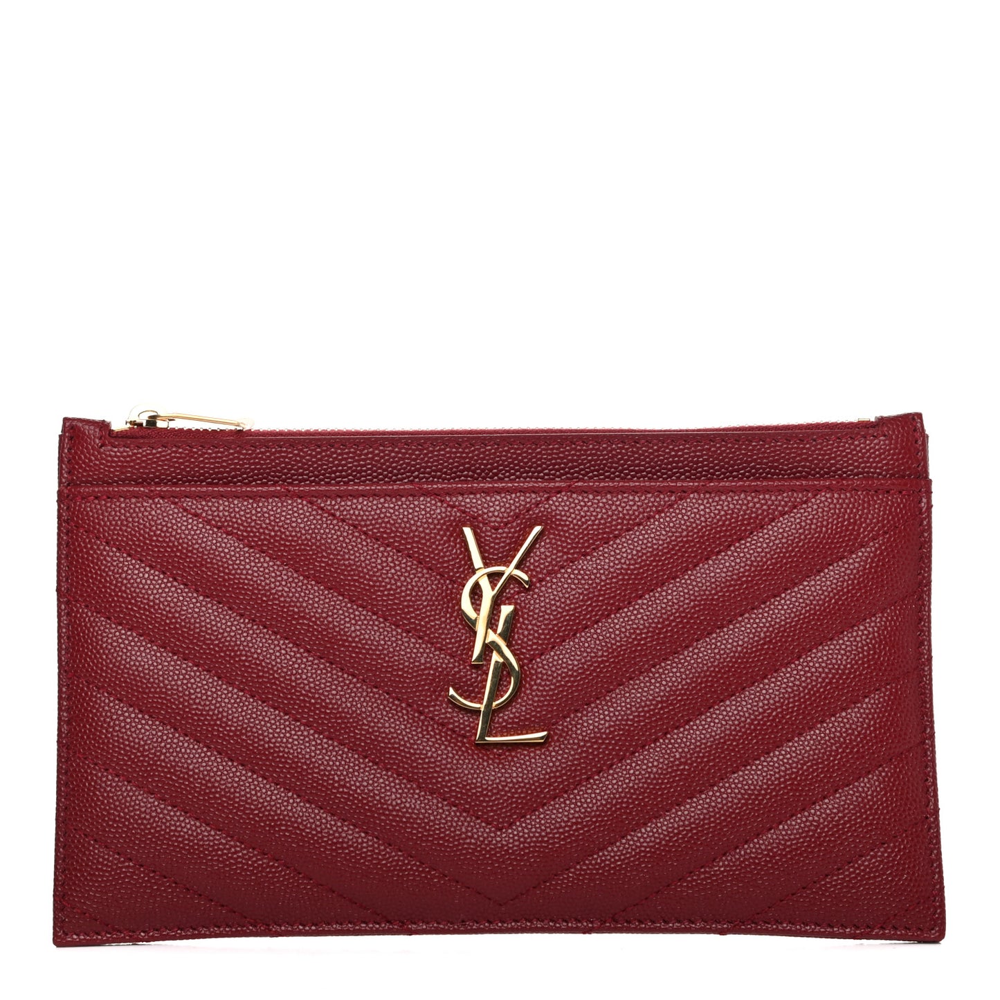 Grain De Poudre Matelasse Chevron Monogram Bill Pouch Opyum Red