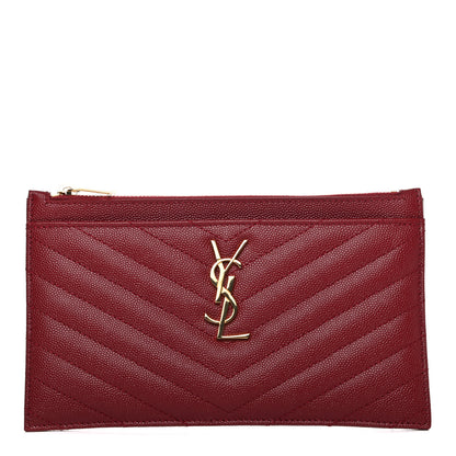 Saint Laurent Grain De Poudre Matelasse Chevron Monogram Bill Pouch Opyum Red 1 of 7