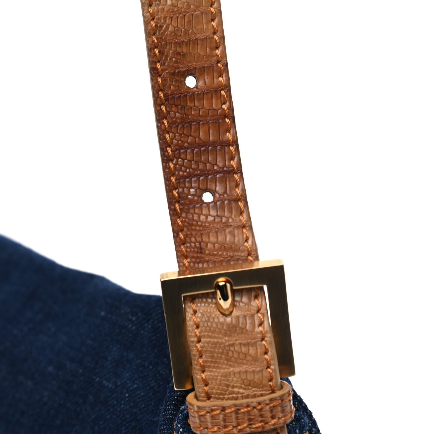 Fendi Denim Lizard Mama Baguette Blue 7 of 8
