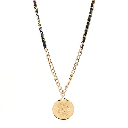 Chanel Lambskin CC Chain Reversible Pendant Necklace Gold Black 1 of 6
