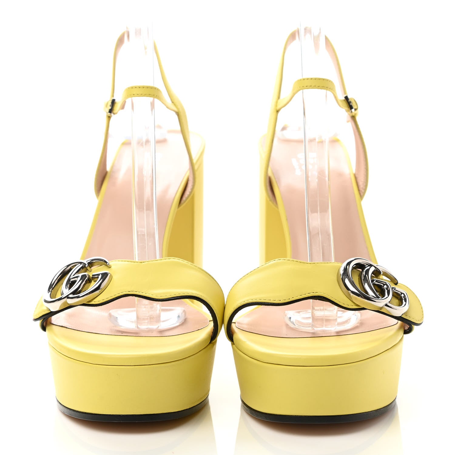 Gucci Calfskin GG Marmont Ankle Wrap 30/115mm Platform Sandals 40 Banana 2 of 8