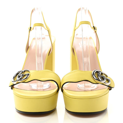 Gucci Calfskin GG Marmont Ankle Wrap 30/115mm Platform Sandals 40 Banana 2 of 8
