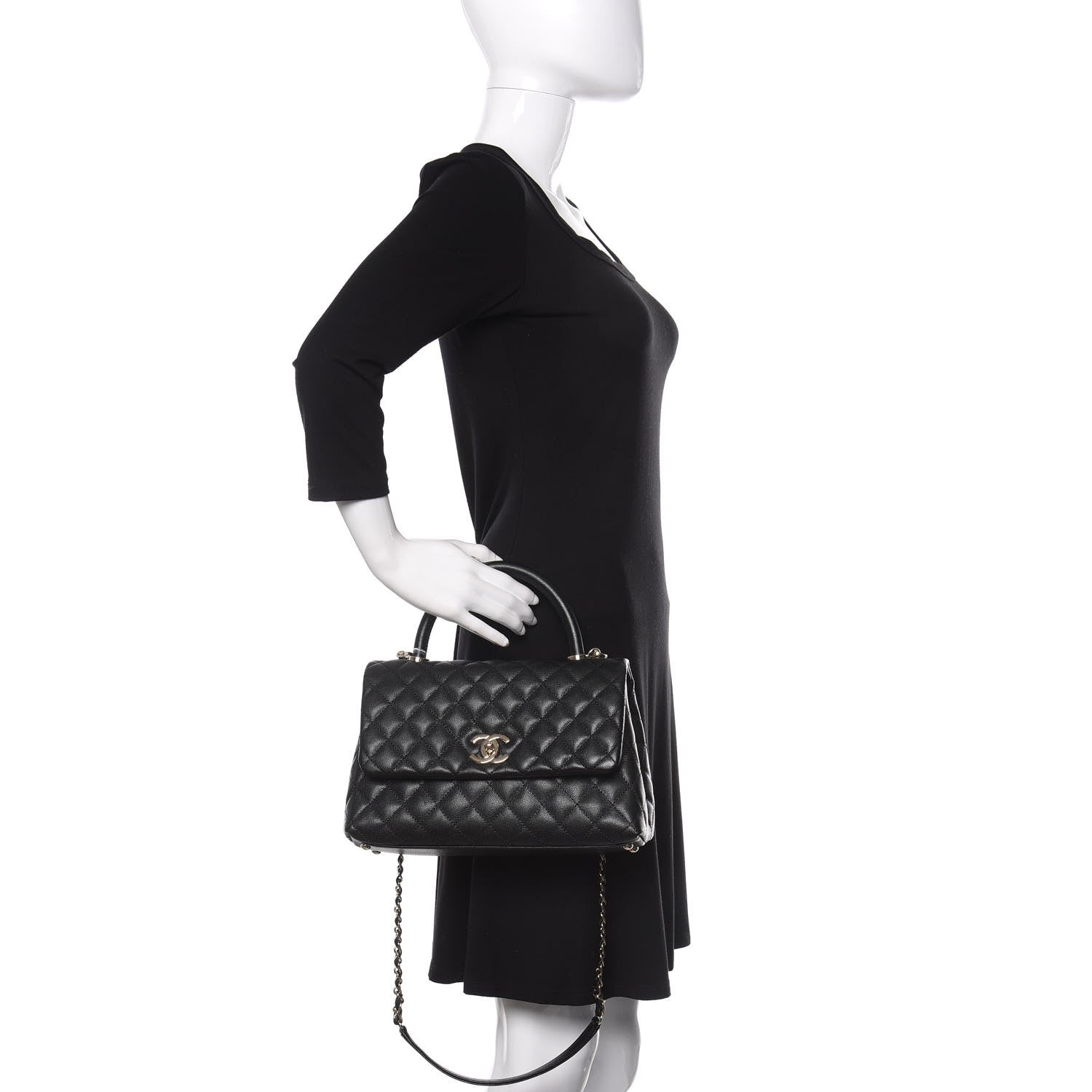 Chanel Caviar Quilted Small Coco Handle Flap Black 3 of 11