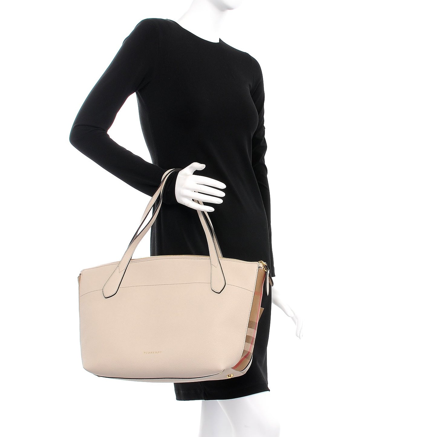 Derby Calfskin House Check Medium Welburn Tote Limestone