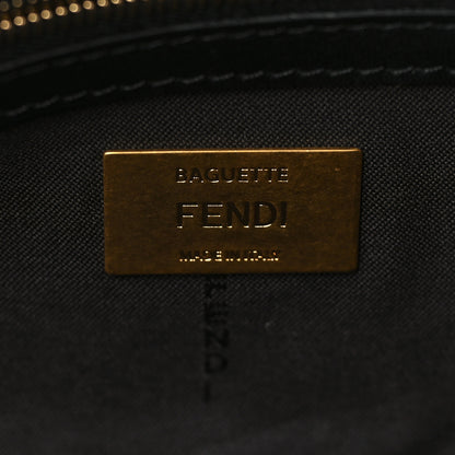 Fendi Shearling Vitello Dolce Macro FF 1974 Baguette Tobacco Black 6 of 9