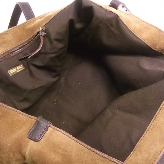 Suede Tote with Leather Pochette