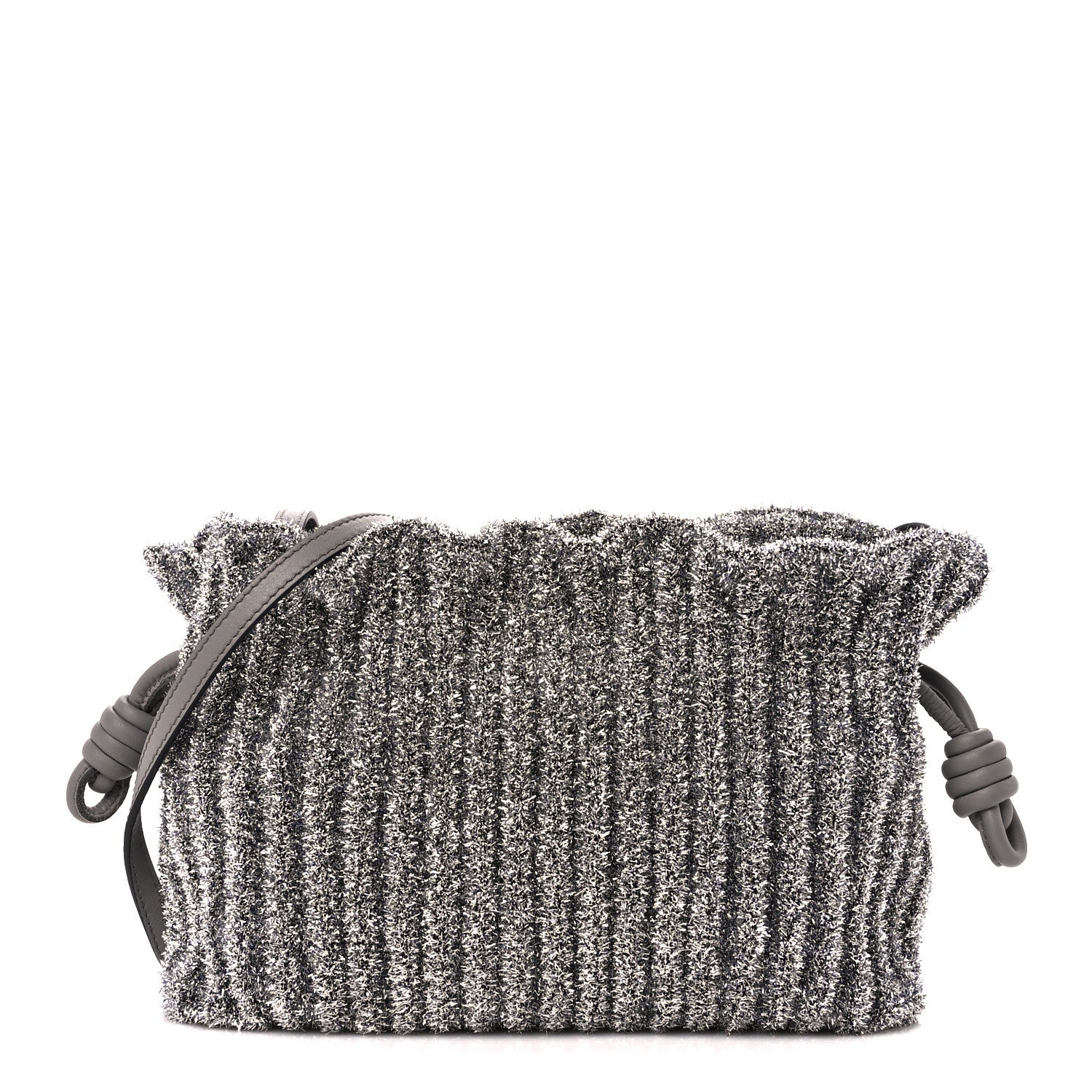 Loewe Lurex Mini Flamenco Knot Clutch Silver 1 of 9