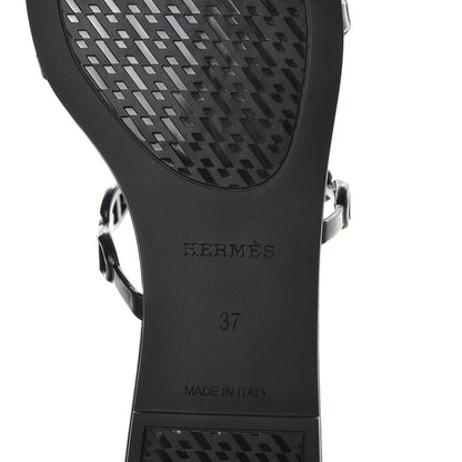 Hermes Rubber Chaine d'Ancre Rivage Sandals 37 Black 6 of 8