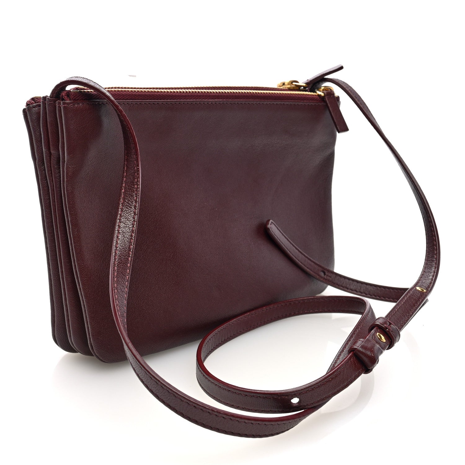 Celine Smooth Lambskin Small Trio Crossbody Bag Burgundy 3 of 11