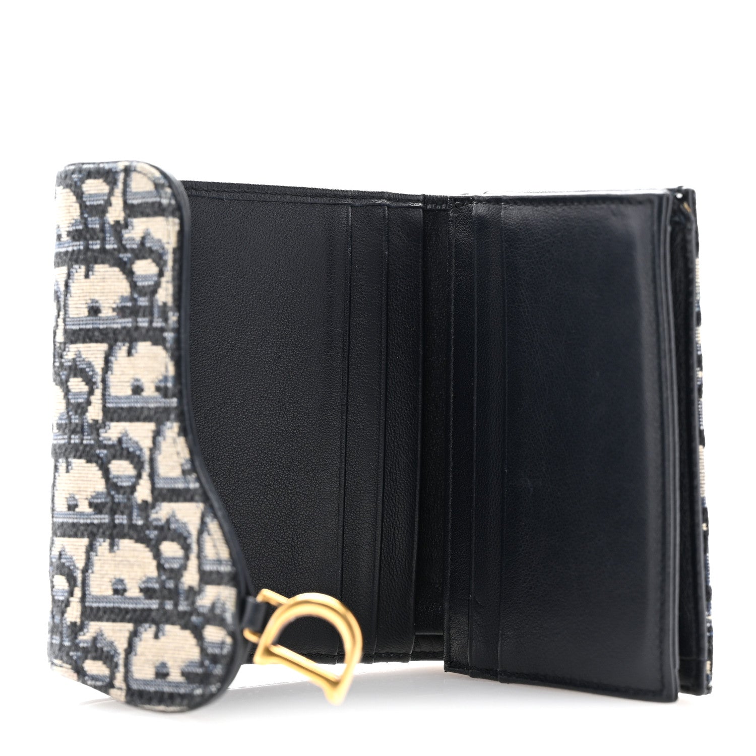 Christian Dior Oblique Saddle Lotus Wallet Blue 5 of 10