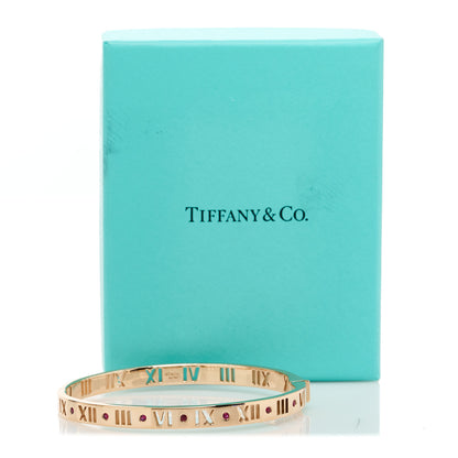 Tiffany 18K Rose Gold Ruby Atlas Pierced Hinged Bangle Bracelet 4 of 4
