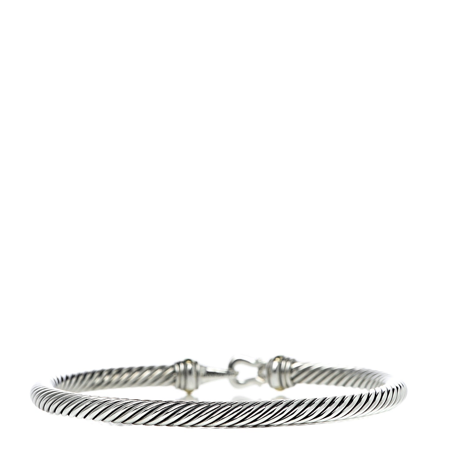 Sterling Silver 18K Yellow Gold 4mm Cable Buckle Bracelet