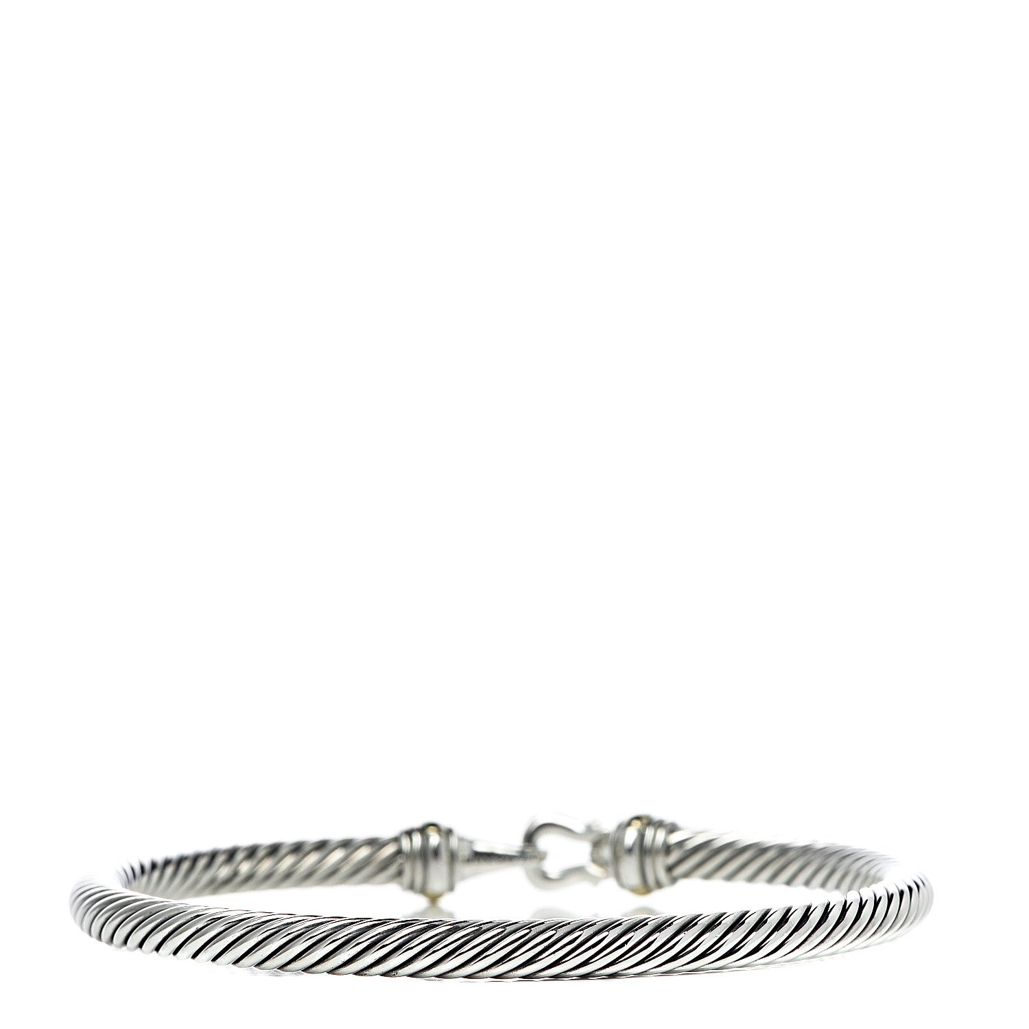 David Yurman Sterling Silver 18K Yellow Gold 4mm Cable Buckle Bracelet 3 of 4