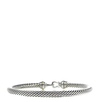 David Yurman Sterling Silver 18K Yellow Gold 4mm Cable Buckle Bracelet 3 of 4