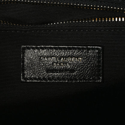 Saint Laurent Grain De Poudre Mixed Matelasse Large Triquilt Monogram Satchel Dark Beige 7 of 9