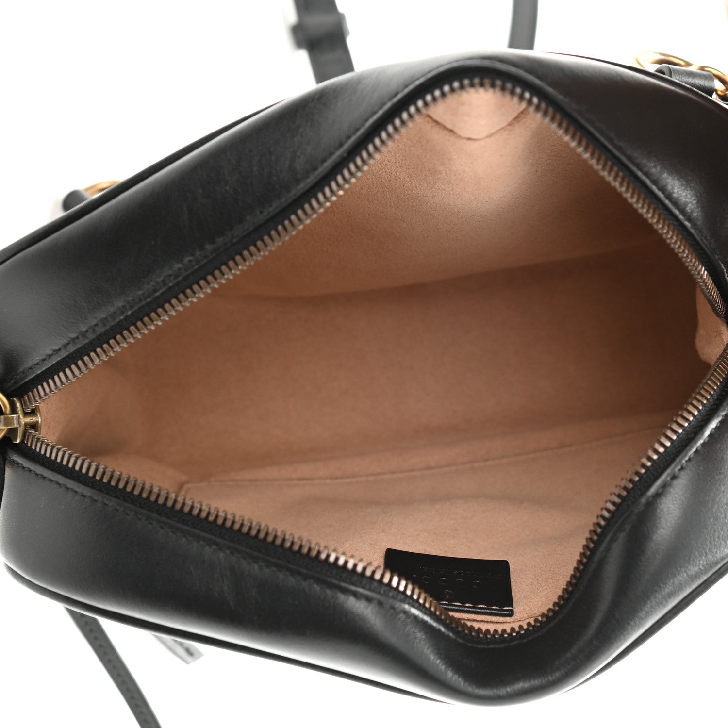 Gucci Calfskin Matelasse Small GG Marmont Chain Shoulder Bag Black 5 of 11