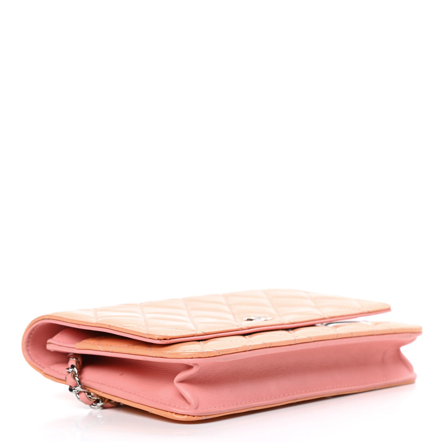 Patent Quilted Wallet On Chain WOC Coral