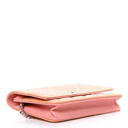 Chanel Patent Quilted Wallet On Chain WOC Coral 4 of 13