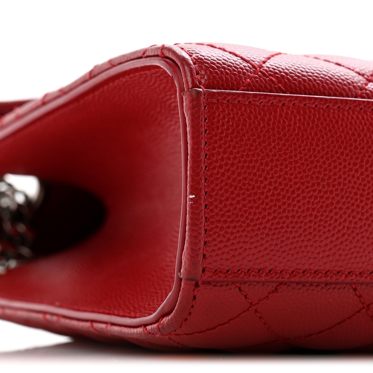 Grain De Poudre Textured Mixed Matelasse Triquilt Medium Monogram Satchel New Red