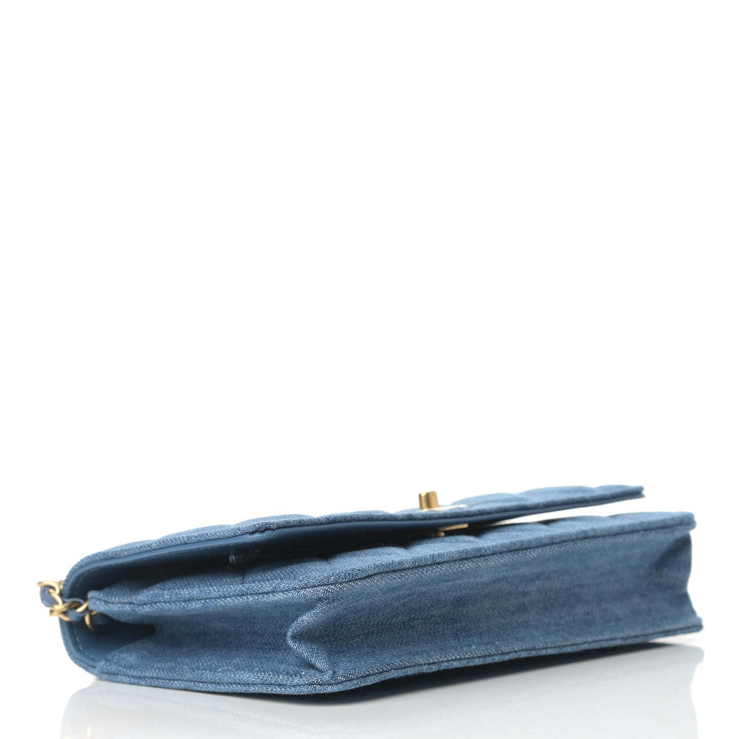Denim Quilted CC Pearl Crush Wallet On Chain WOC Blue