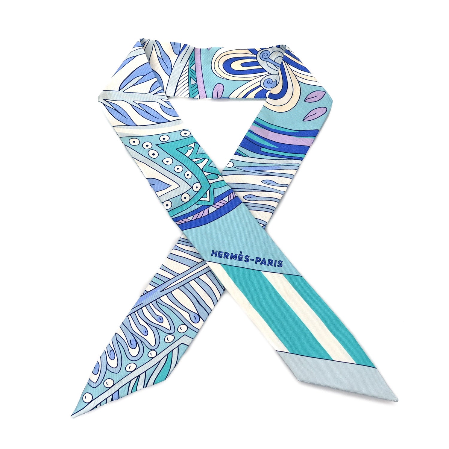 Hermes Silk Le Jardin de la Maharani Twilly Bleu Glacier Turquoise 1 of 4