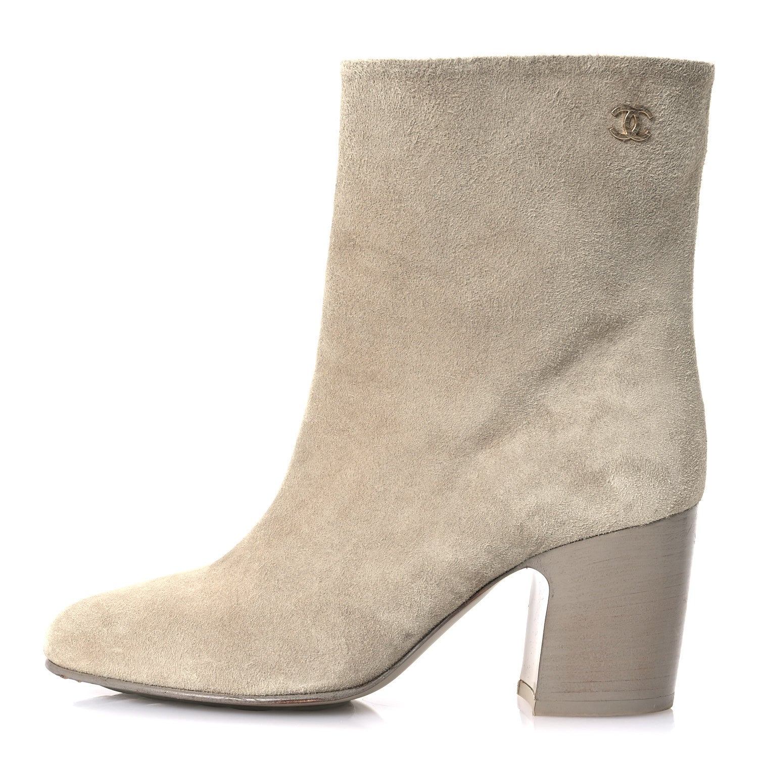 Chanel Suede Calfskin CC Short Boots 37.5 Beige 1 of 8