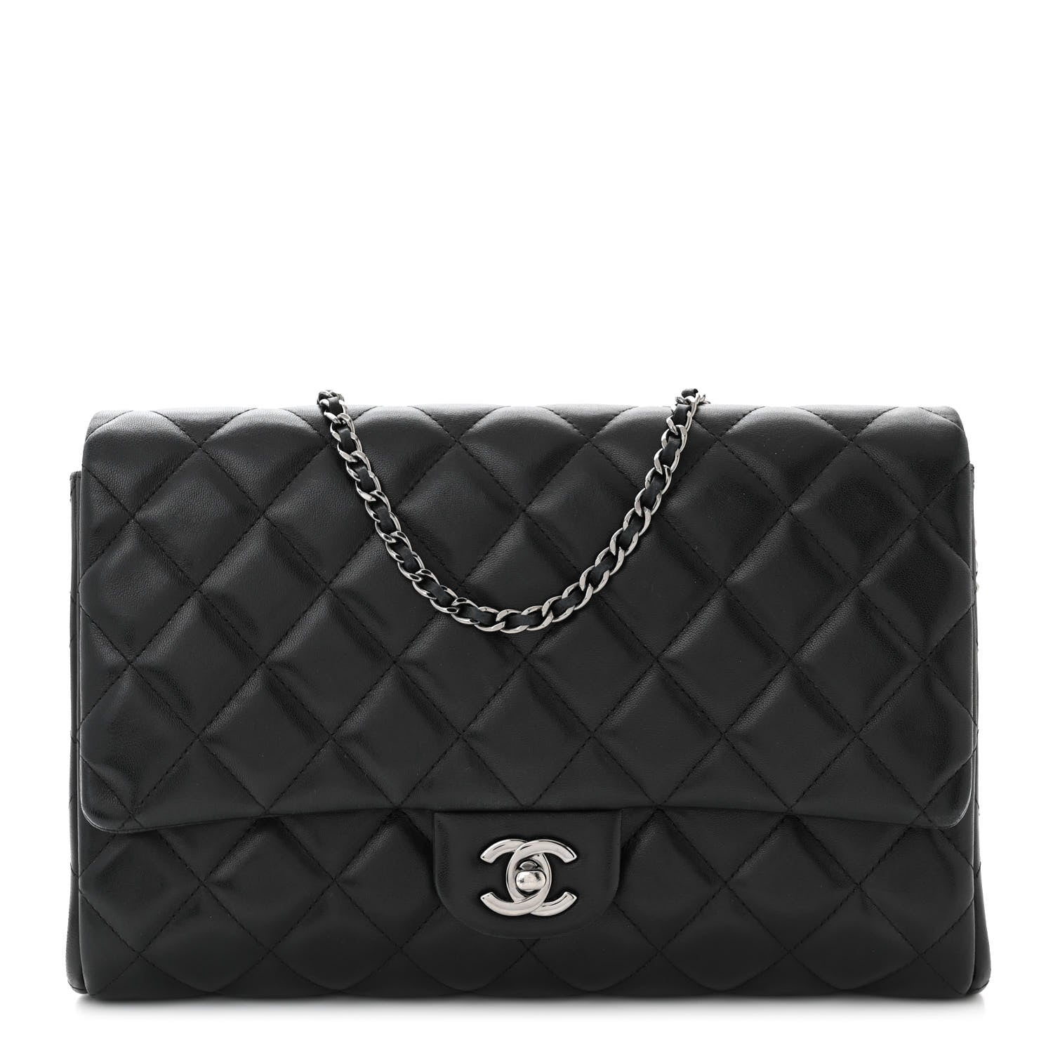 Chanel Lambskin Quilted Clutch With Chain Flap Black 1 of 11