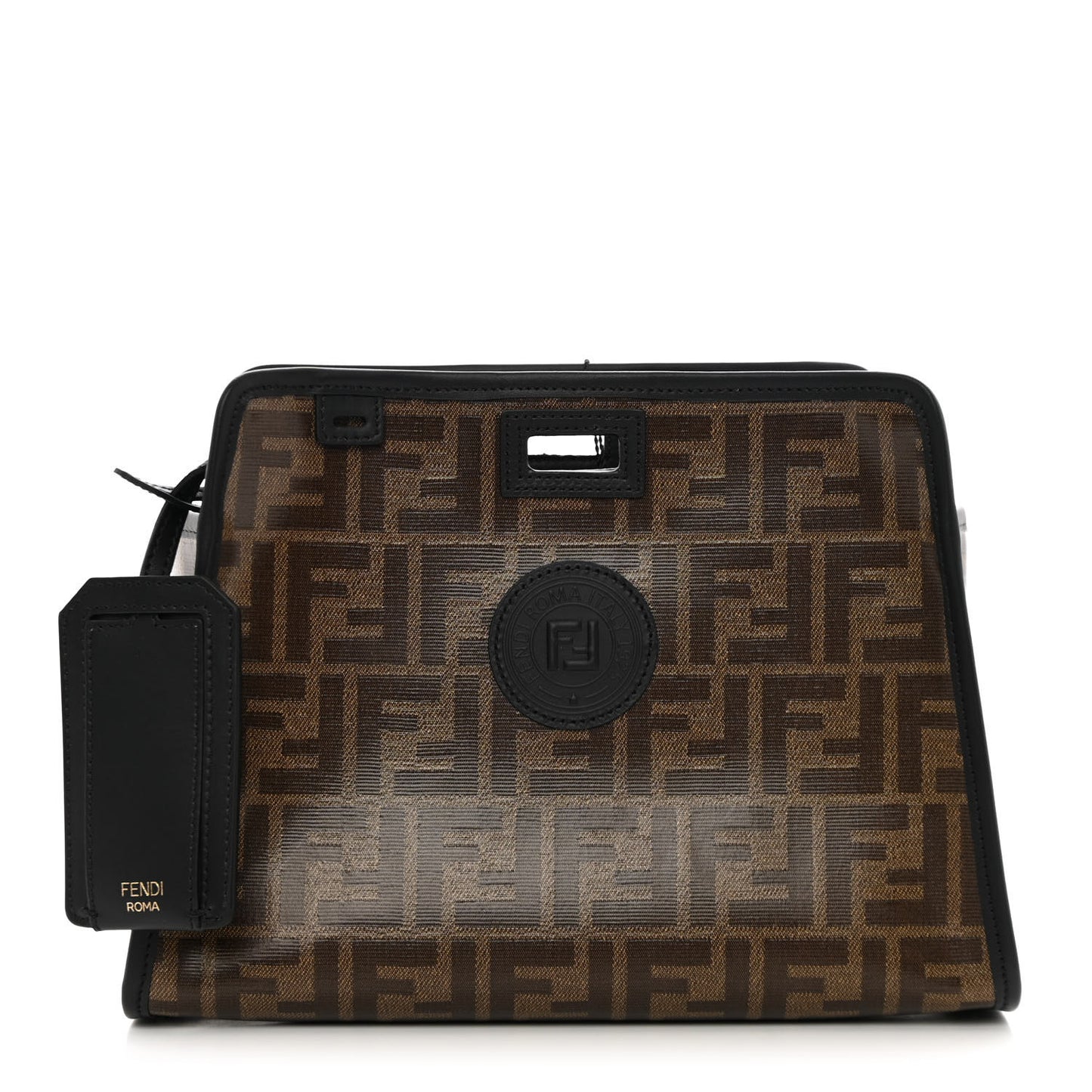 Glazed Fabric Vitello Century FF 1974 Stamp Patch Mini Peekaboo Defender Cover Mogano Panna Black