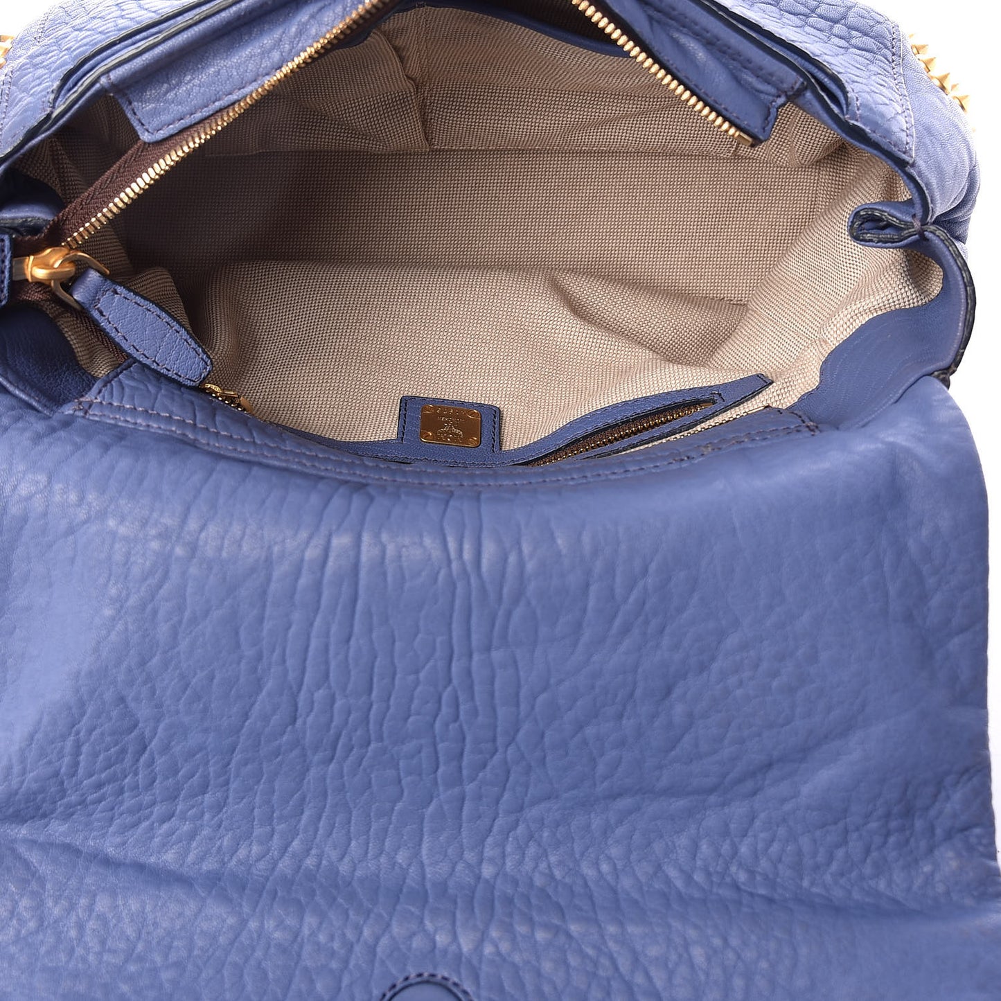 Lambskin Studded Keana Shoulder Bag Blue