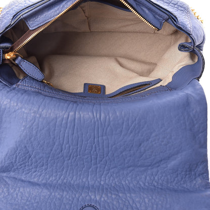 MCM Lambskin Studded Keana Shoulder Bag Blue 7 of 10