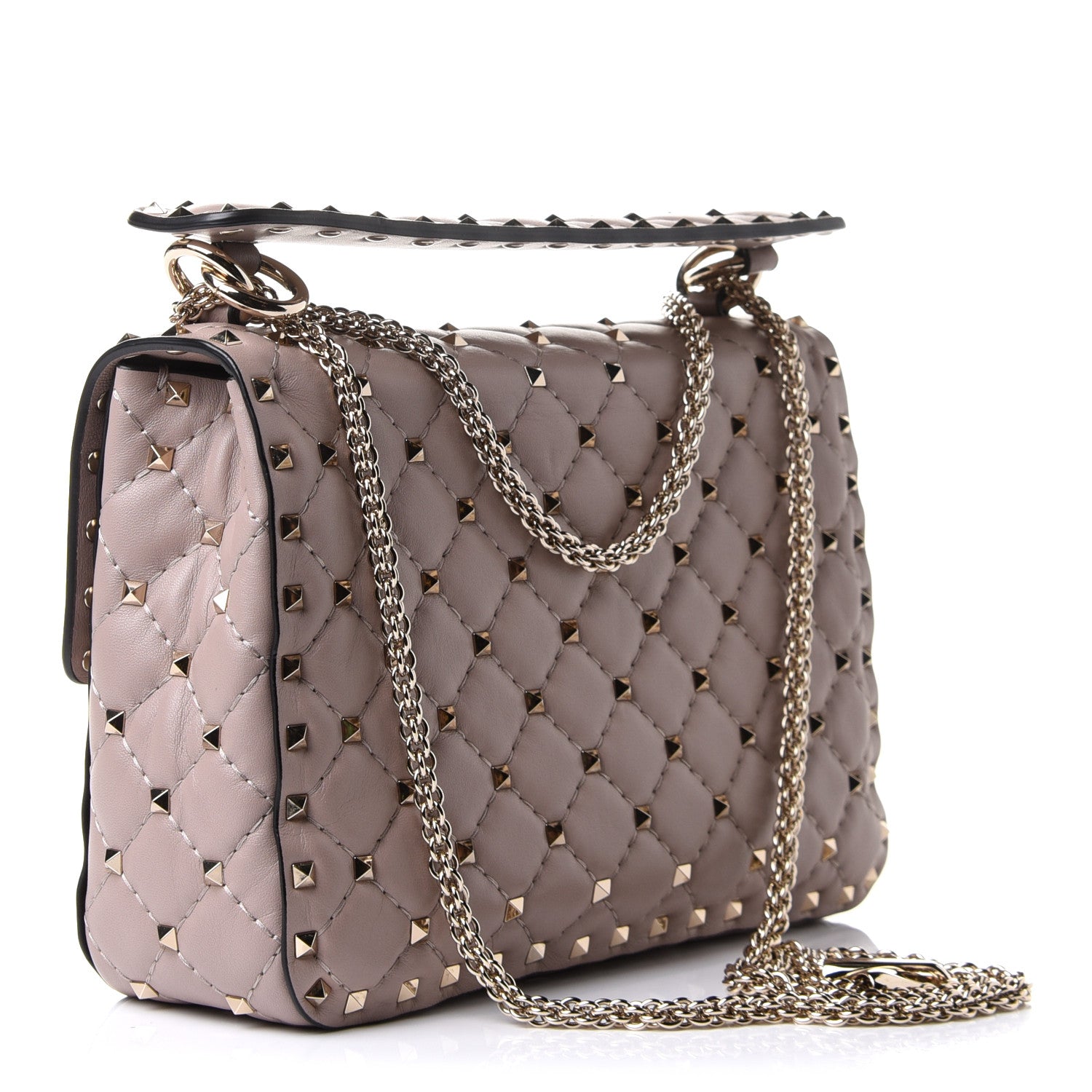 Valentino Garavani Lambskin Medium Rockstud Spike Shoulder Bag Poudre 3 of 11