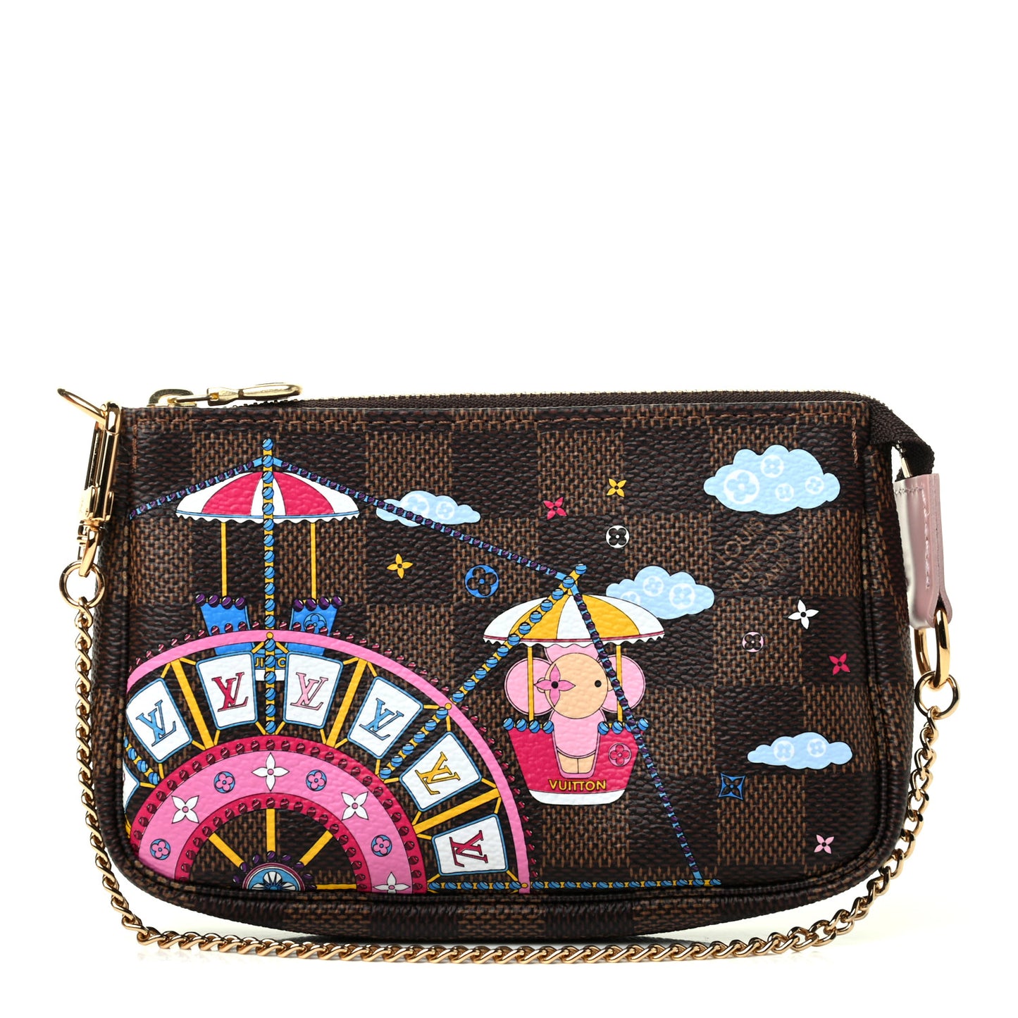 Damier Ebene 2020 Christmas Animation Big Wheel Mini Pochette Accessories Rose Ballerine