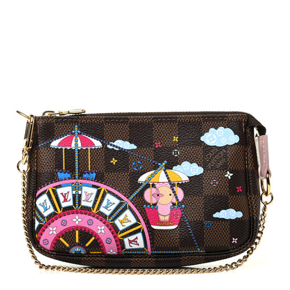 Louis Vuitton Damier Ebene 2020 Christmas Animation Big Wheel Mini Pochette Accessories Rose Ballerine 1 of 8