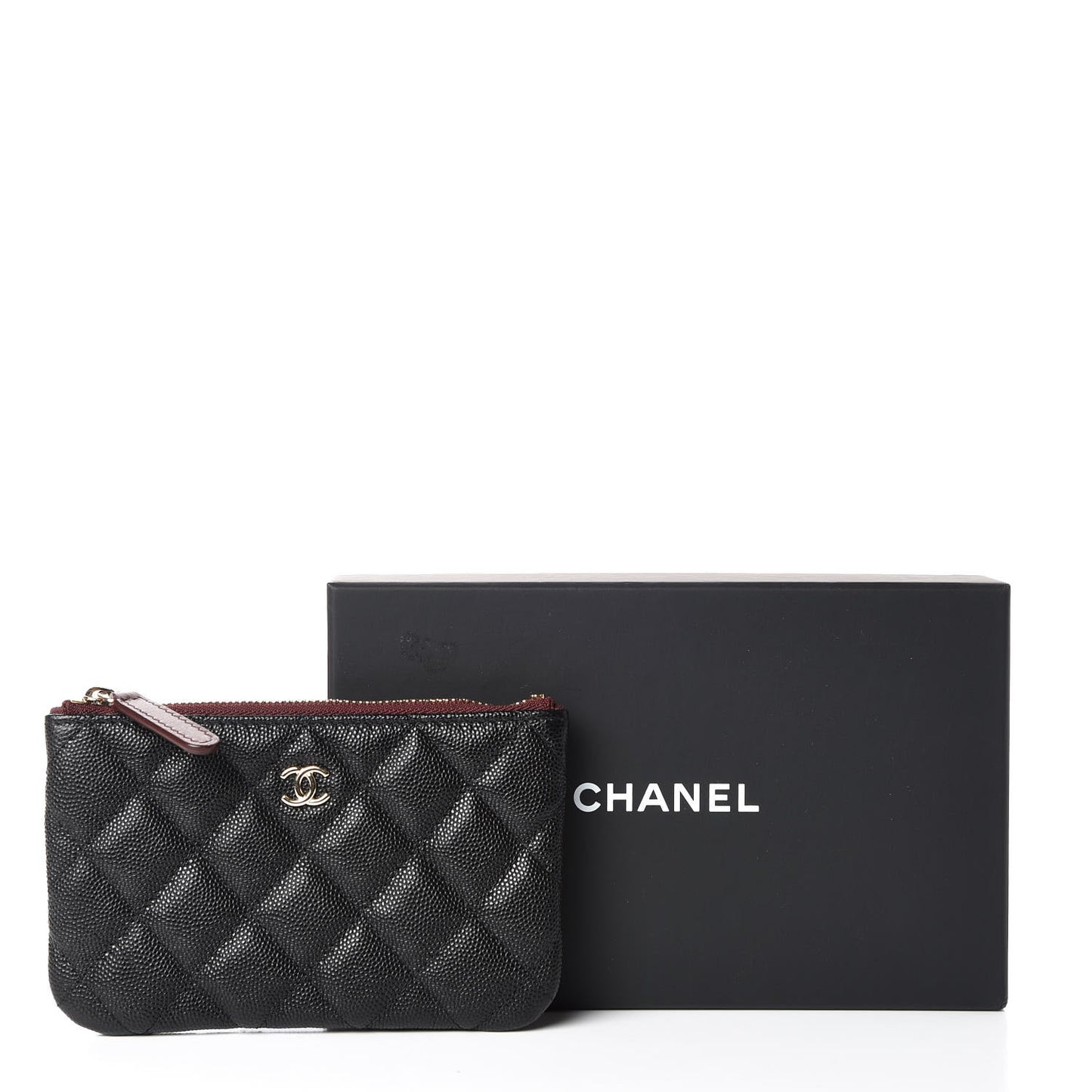 Caviar Quilted Small Cosmetic Case Black