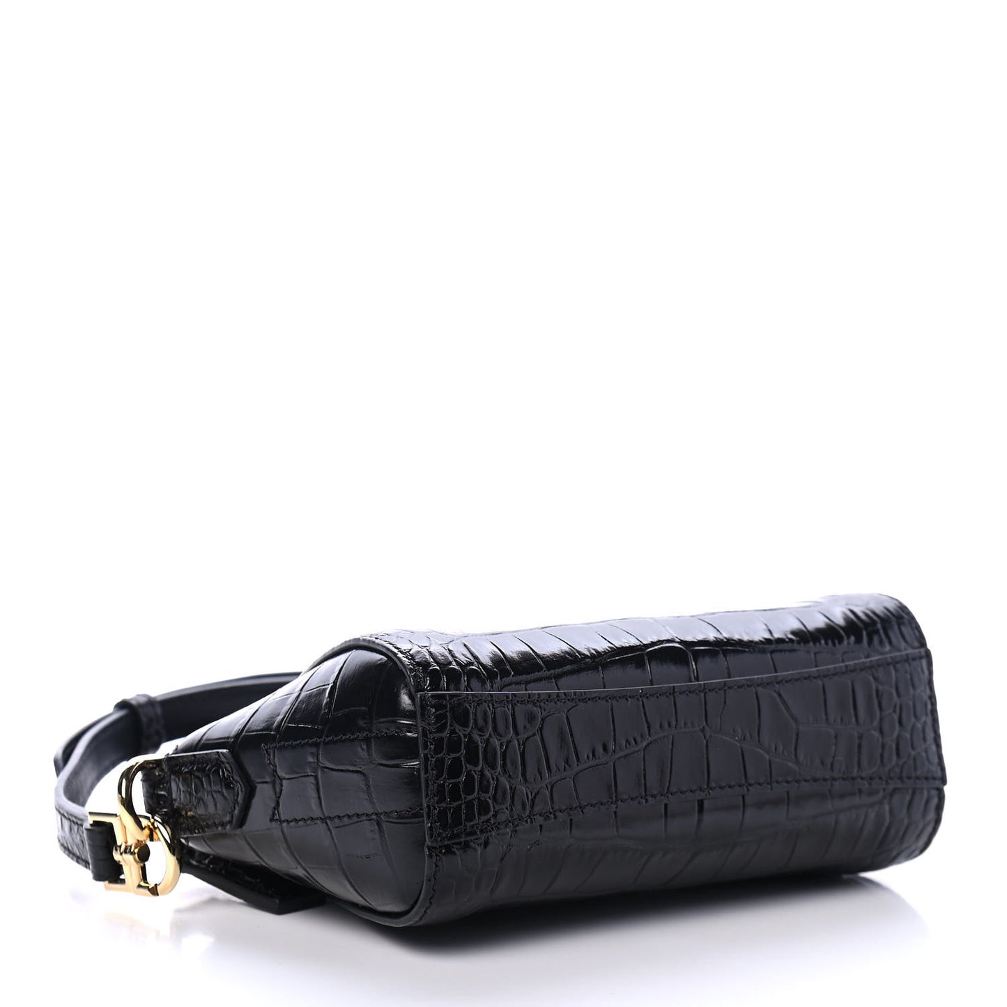 Calfskin Crocodile Embossed Nano Antigona Black
