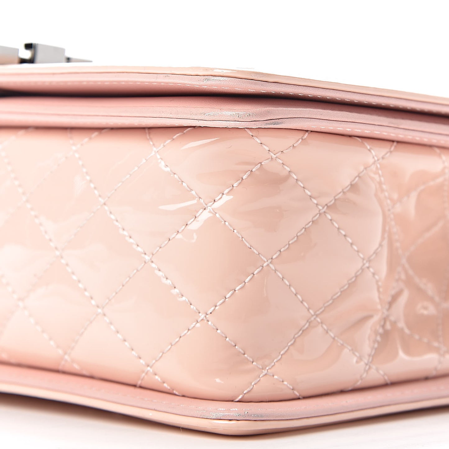 Patent Chevron Quilted Medium Boy Flap Light Pink