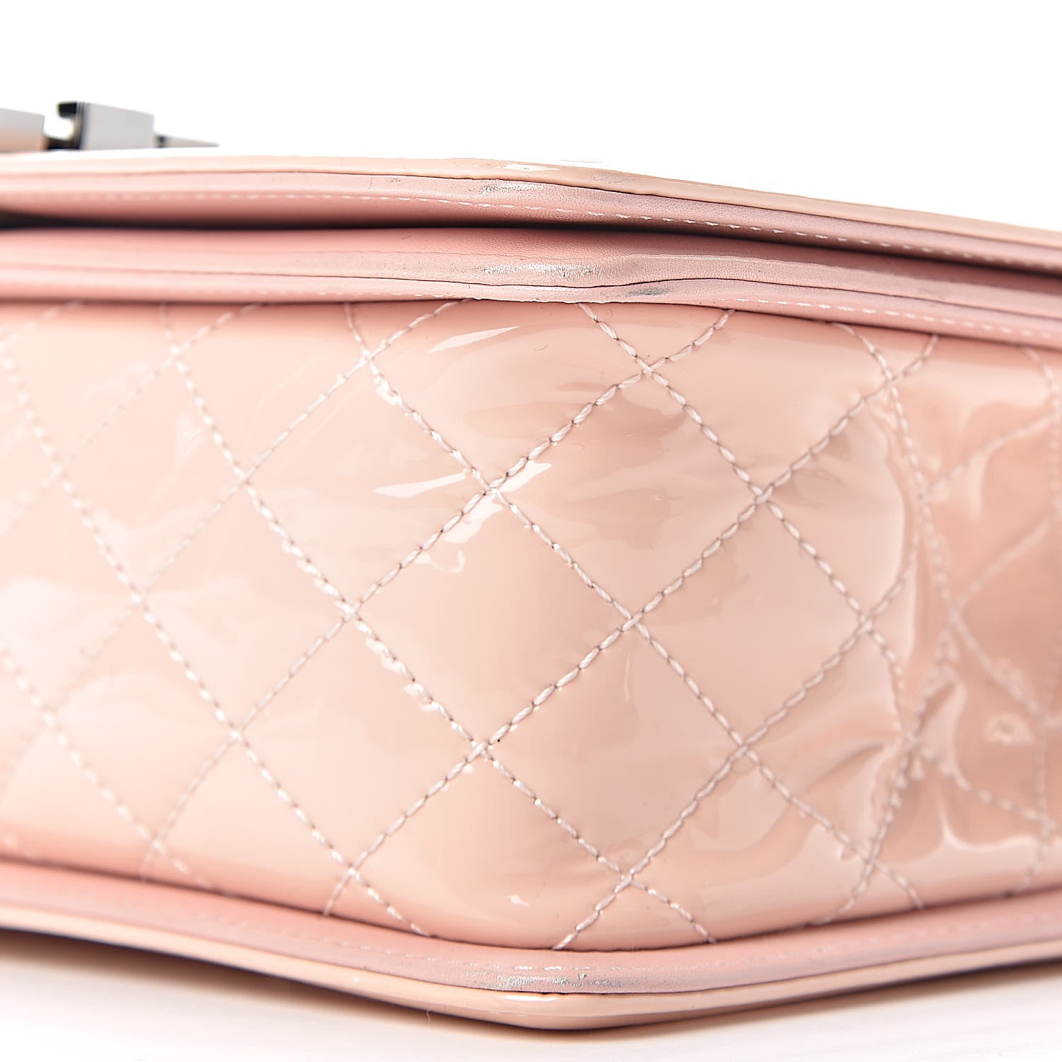 Chanel Patent Chevron Quilted Medium Boy Flap Light Pink 13 of 24